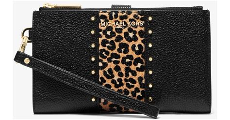 michael kors leopard print wallet phone case|Adele Pebbled Leather Smartphone Wallet .